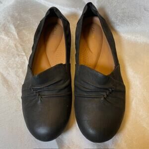Clarks Women's Size 8 Rena Way Black Leather Shoes Comfort Ballet Flats